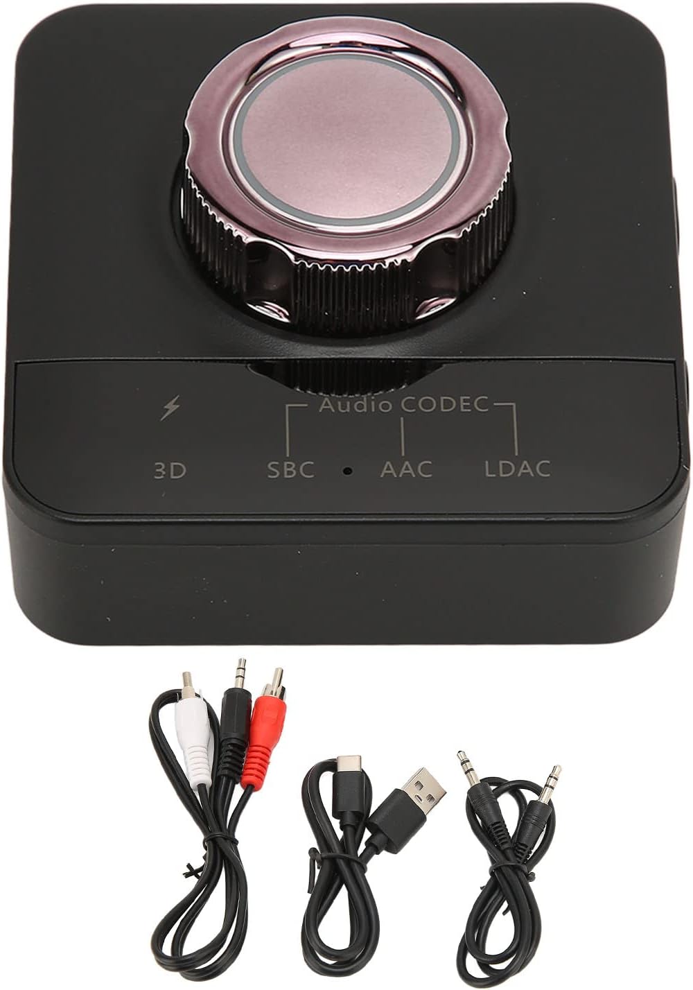 Bluetooth AUX Adapter, Wireless Audio Adapter, with 3D Sound Functi and LED Status Light, Bluetooth 5.0 Support Hands Freely Calling Functi and Voice Wake Up Functi for Car Use