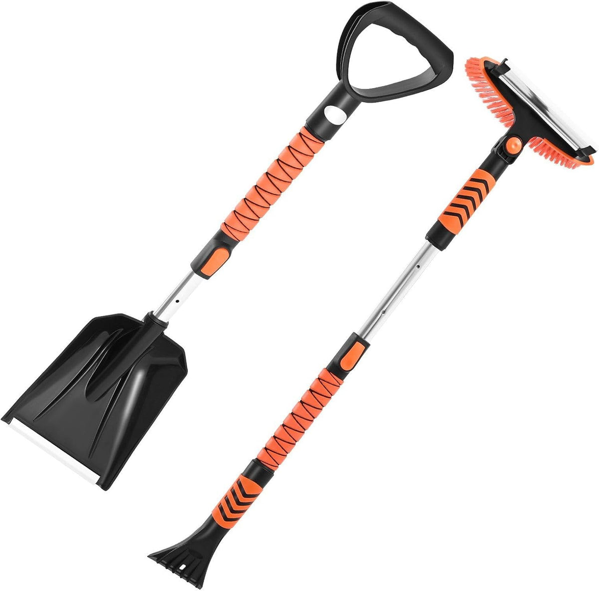 Snow Shovel and Snow Brush 42 in Extendable Snows Broom & Ice Scraper with 180° Pivoting Head Non-Slip Grip Portable Winter Snows Removal Tools for Cars Trucks SUVs Vehicle