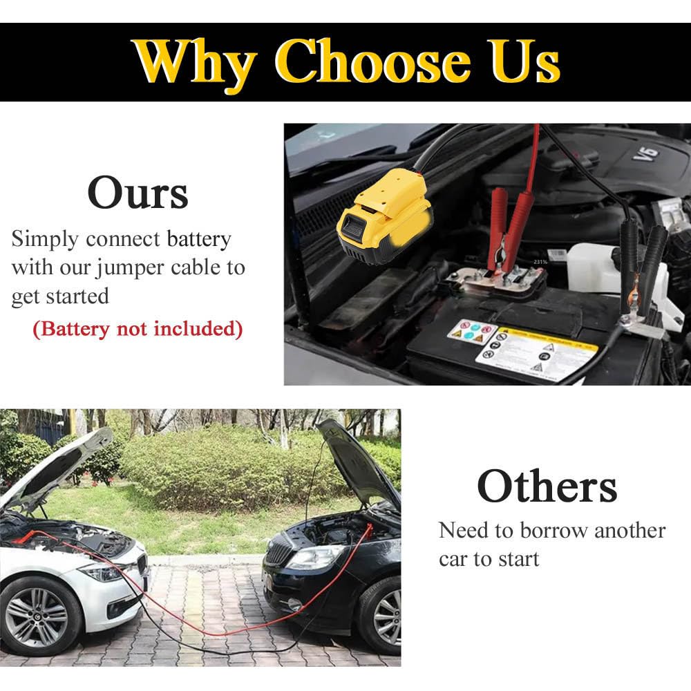 Jumper Cables for Car with Adapter Compatible with DE.WALT 20V Batteries