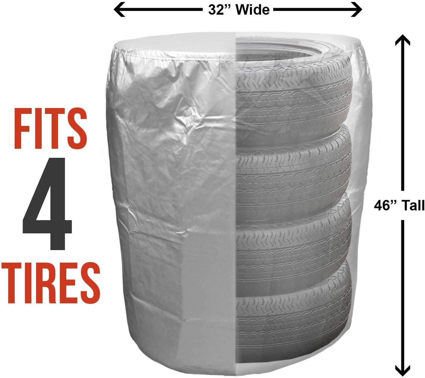 TCP Global Tire Cover for Storage - Dustproof Polyester Tire Bag Cover with Drawstring for up to Four 32" Tires