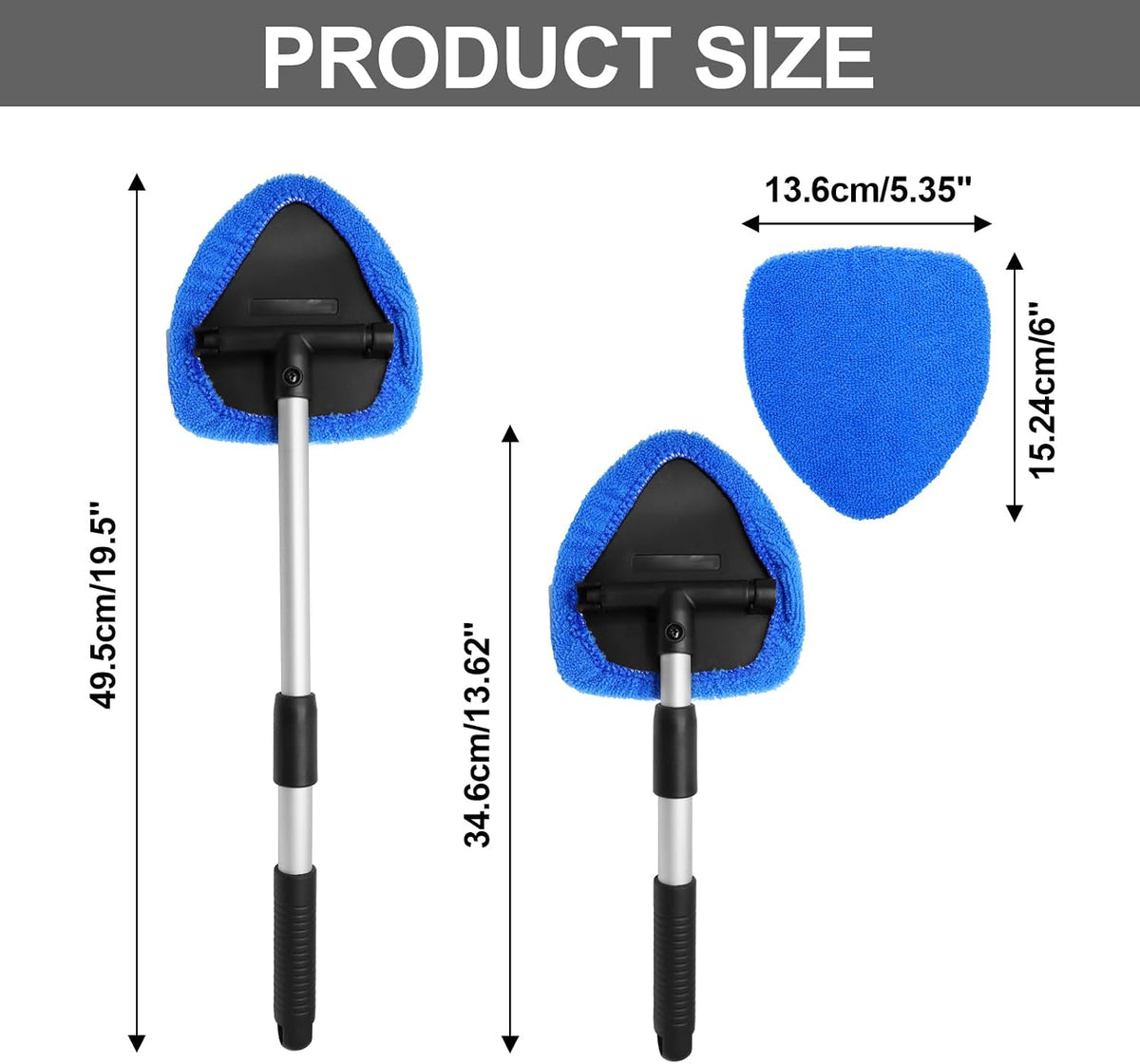 Uenhoy 13 Pcs Car Window Cleaning Kit, Windshield Cleaner Tool with Extendable Handle, 8 Microfiber Pads & 2 Spray Bottles & Brush, Auto Glass Wiper for Car and Home Window Cleaner, Blue