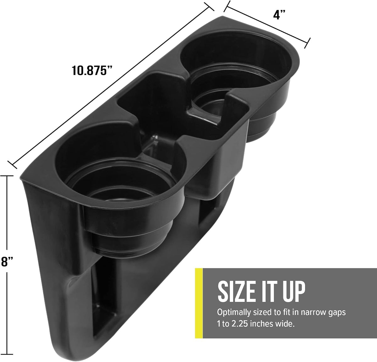 Moblorg Portable Cup Holder with Storage, Compact Organizer, Seat Gap Organizer, Recycled Plastic, Made in USA (Black)
