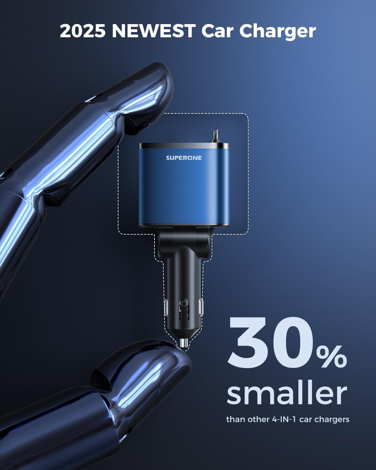 Retractable Car Charger, SUPERONE 99W Car Phone Charger with Dual Cables