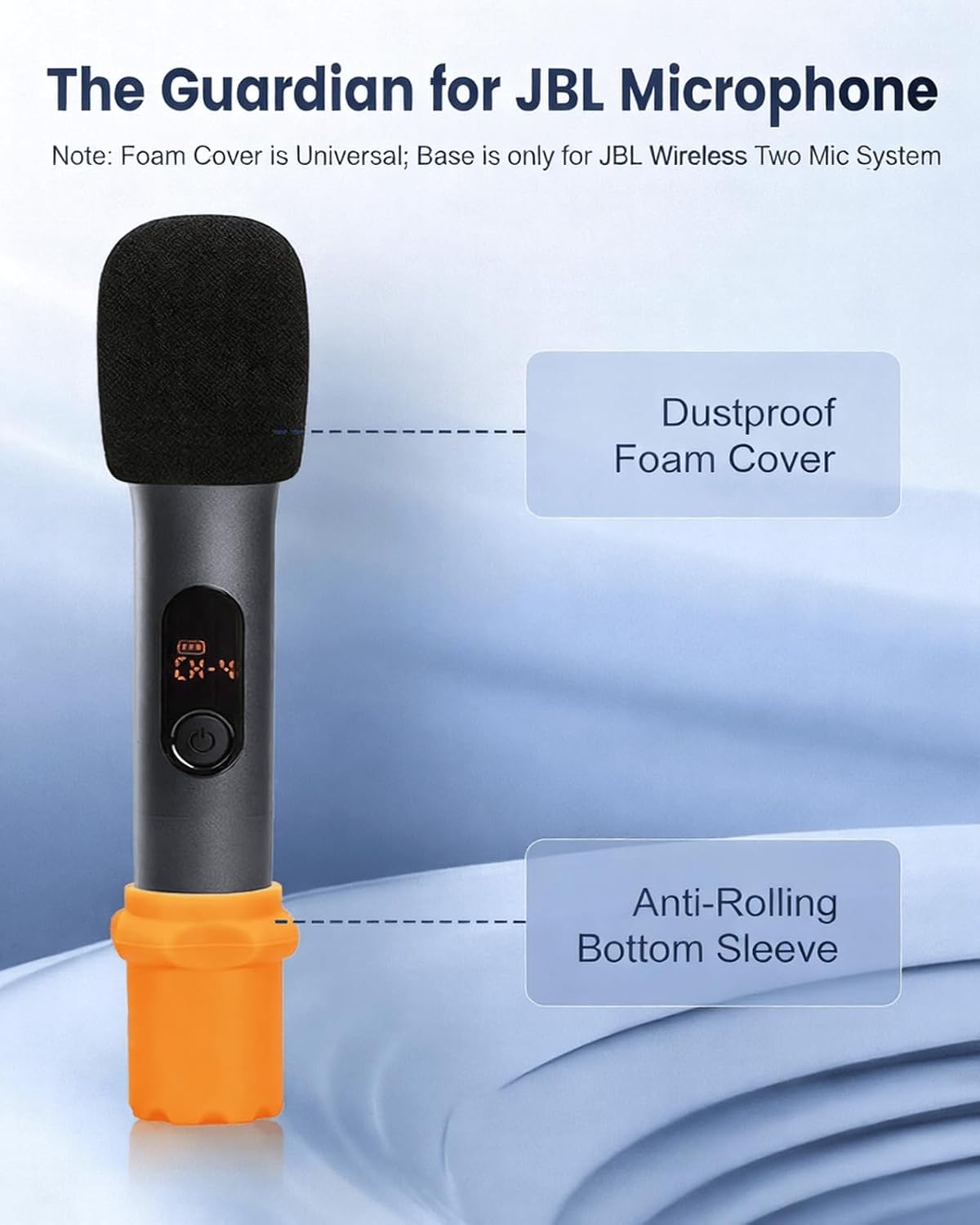 Hard Shell Microphone Case for JBL Wireless Two Mic System & PartyBox Wireless Mic, Carrying Travel Mics Storage Bag with 2 Microphone Cover and 2 Silicone Bases for Karaoke Stage Parties