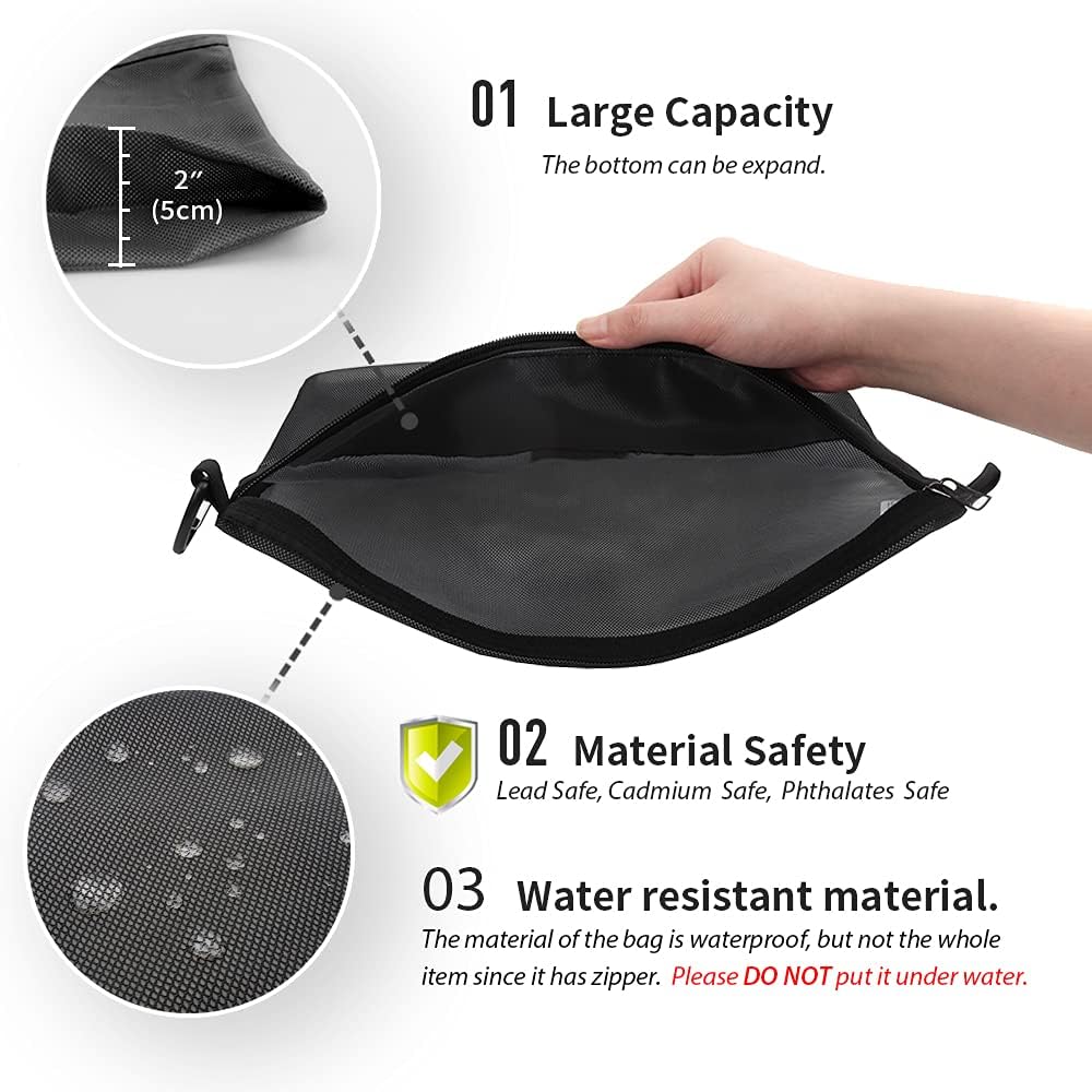 pack all Water-Resistant Zipper Pouch, Mesh Zipper Bag, 8.66"x5.91"