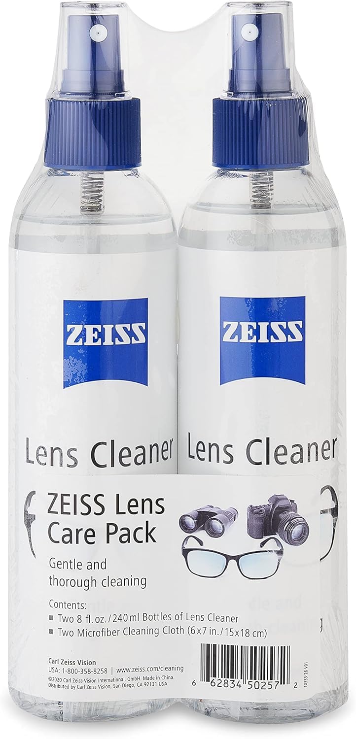 ZEISS Lens Care Pack – 2x 8oz Streak-Free Lens Spray and Microfiber Cloths for Eyeglasses and Optics