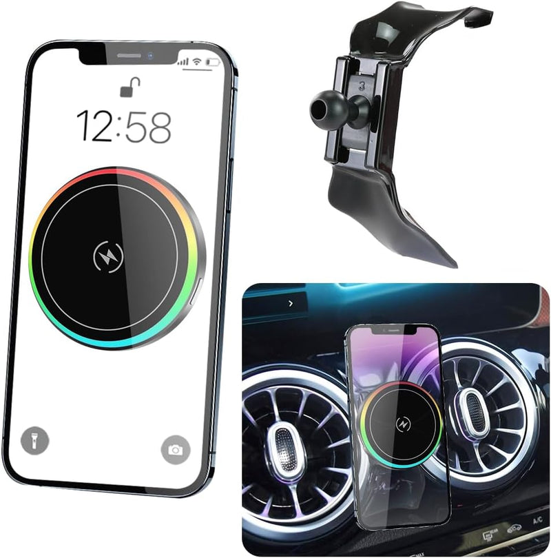 Car Magnetic Phone Mount for Mercedes Benz GLB-Class 2020-2026 and Benz EQB 2022-2025 Auto Interior Accessories Best Cellphone Holder Fast 15W Wireless Charger Cell Phones Charging Screen Stand