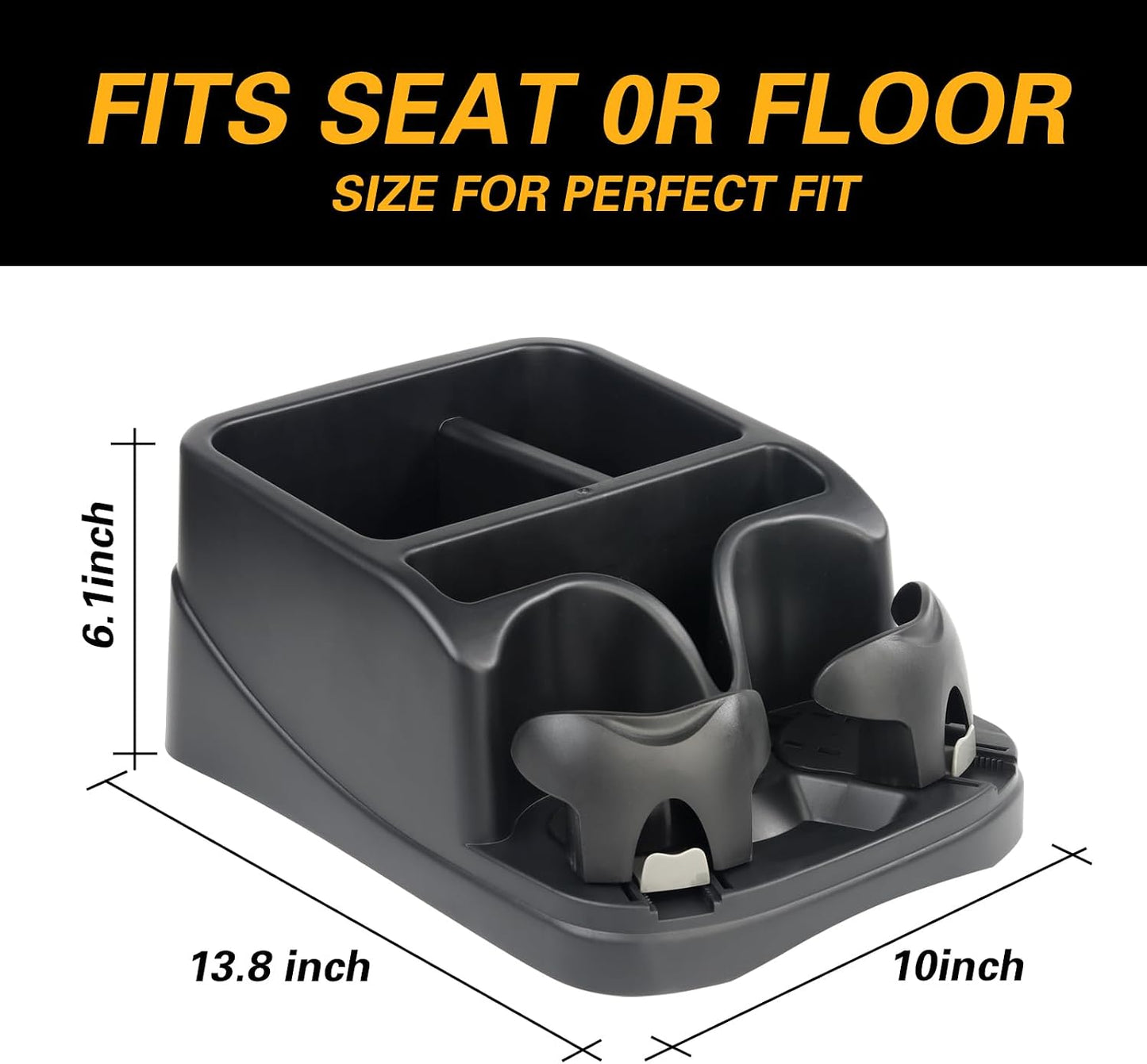 Universal Big Center Console for Cars, Trucks, Minivans, SUVs, Car Console Organizer with 2 Adjustable Cup Holders, Seatbelt for Secure Hold Car Seat Organizer, Truck Floor Console