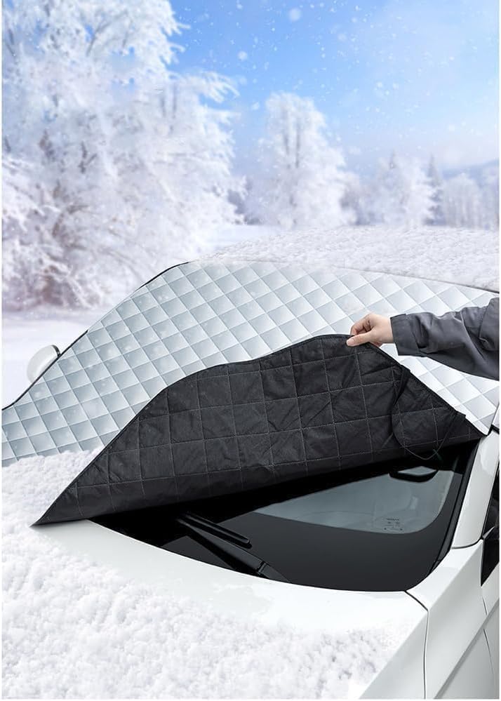 Car Front Windscreen Cover for Dodge RAM 1500 2019-2024 2025, Windshield Snow Cover Protector Heavy Duty Ultra Thick Snow Ice Frost Sun UV Dust Water Resistant