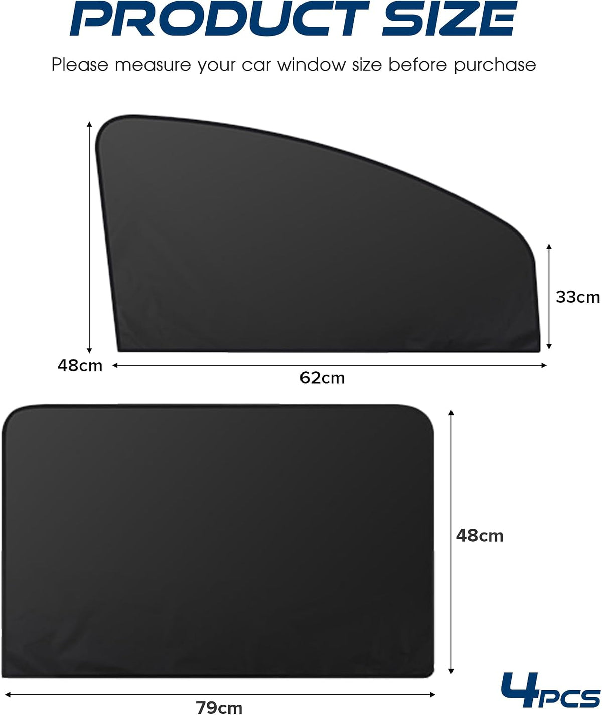 Car Sun Shade,Car Accessories Universal Magnetic Side Window Sun Shade,Black Out Window Cover,Protects Privacy,Reflects Sunlight,Automotive Windows Sunshades (Black, Front+Rear)