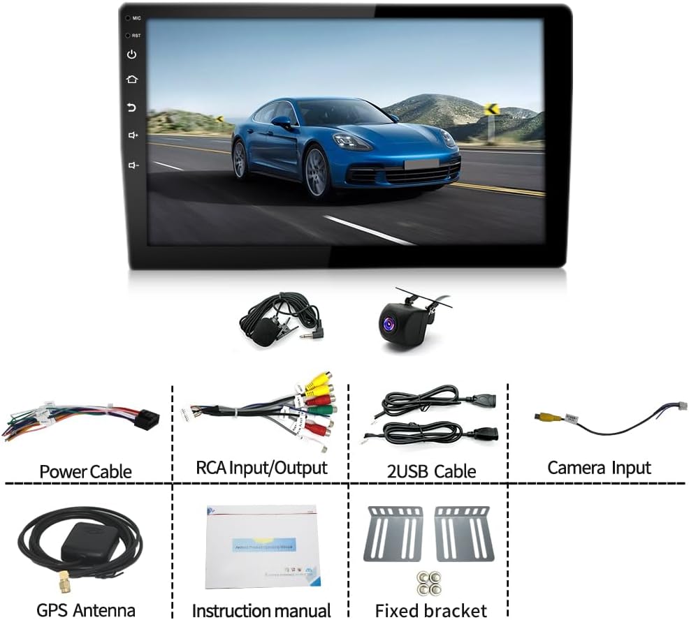4G+64G Android 13 Car Stereo Radio Double Din 10.1inch Touchscreen Car Radio with GPS Navigation WiFi Backup Camera Bluetooth FM/RDS SWC Mic