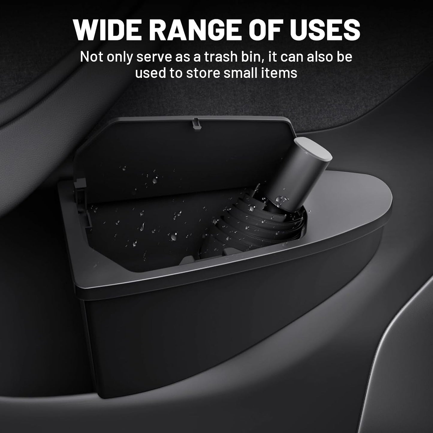 Shademax 2PCS Car Front Door Trash Can for Tesla Model Y Juniper/YL 2026 2025, Side Door Storage Box Organizer Accessories with Push-to-Open Lid Design ABS (NOT for Standard)