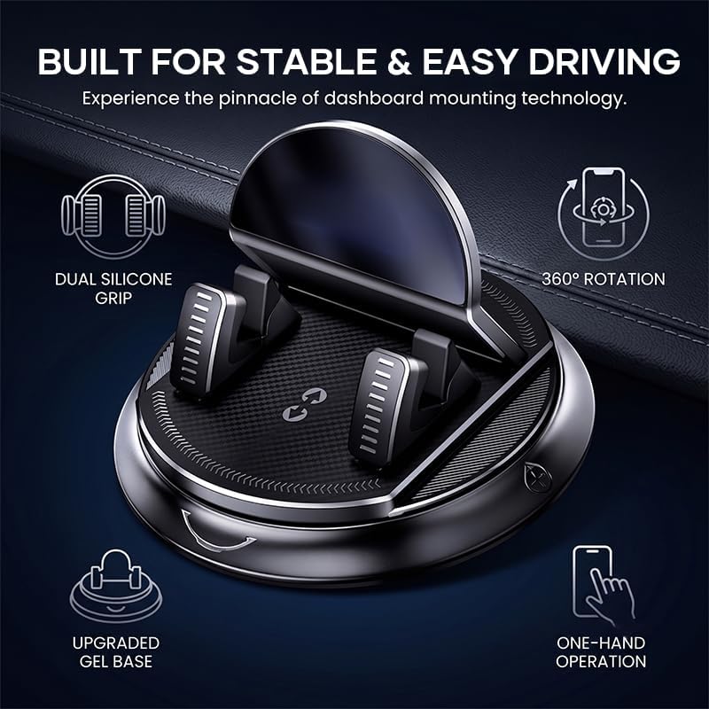 Car Phone Holder for Dashboard, 360 Degree Rotation Car Phone Mount