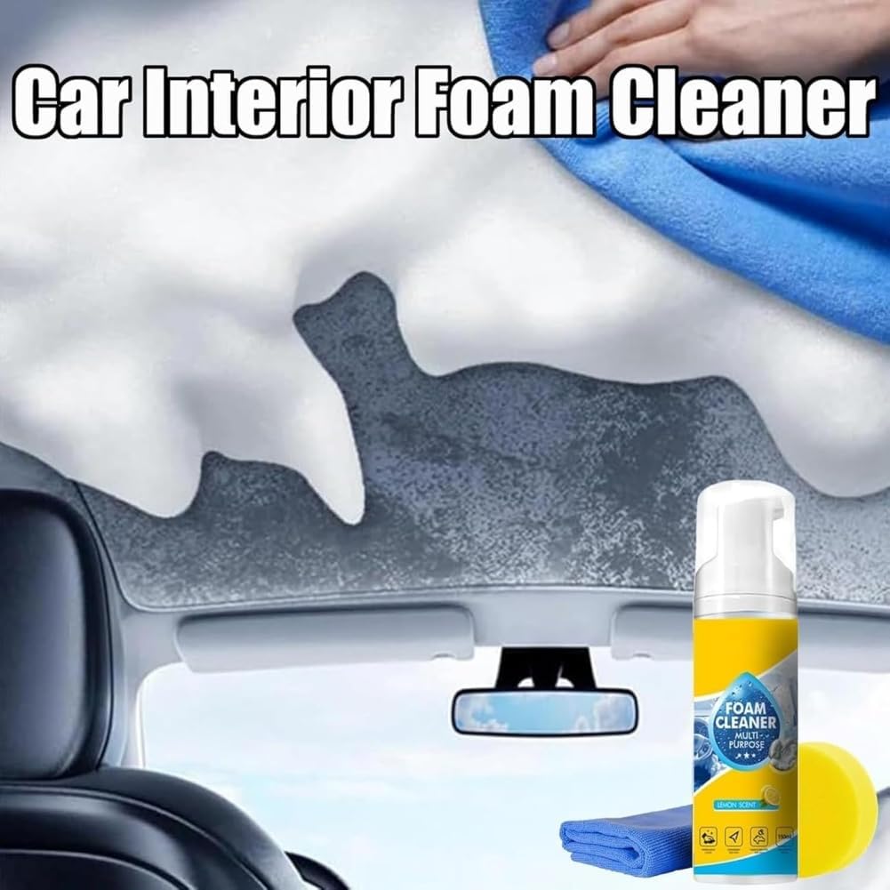 Powerful & Multipurpose Car Interior Foam Cleaner, All-Purpose Rinse-Free Foam Cleaner Spray, Cars Seat Foams Cleaners Spray, Cleaning without Pre Washing for Car & Home (3 PCS)