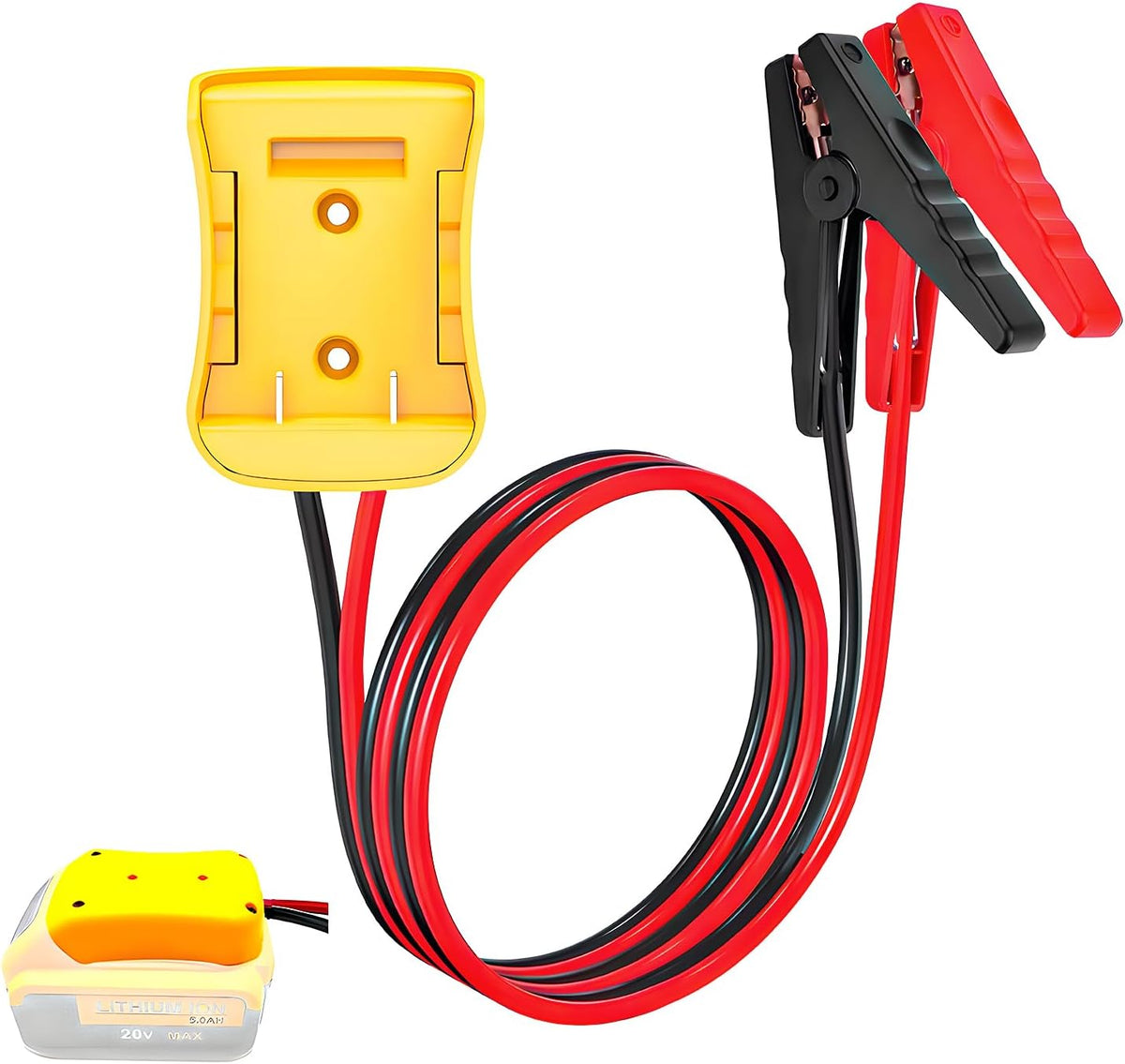 Jumper Cables for Car with Adapter, Automotive Booster Cable Power Tool with 8AWG 2FT Silicone Wire, Portable Battery Jump Starter Compatible with 20V Vehicle Batteries