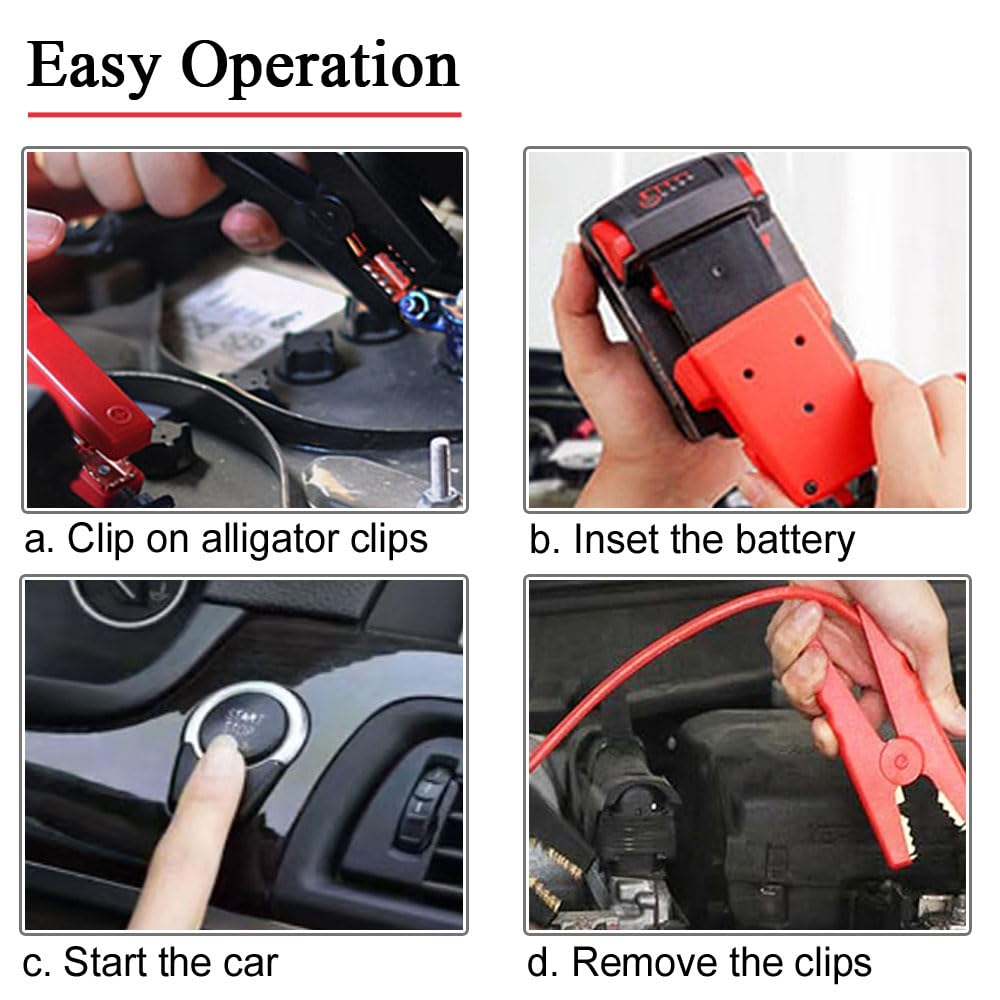 Portable Battery Jumper Cables Compatible with Milwaukee M18 Battery