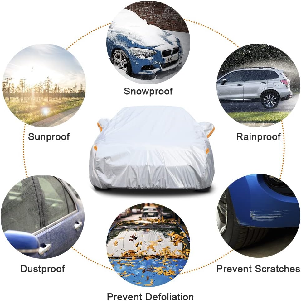 Kayme 6 Layers SUV Car Cover Custom Fit for Toyota RAV4 (2006-2025), Waterproof All Weather for Automobiles,Rain Sun UV Protection.Silver
