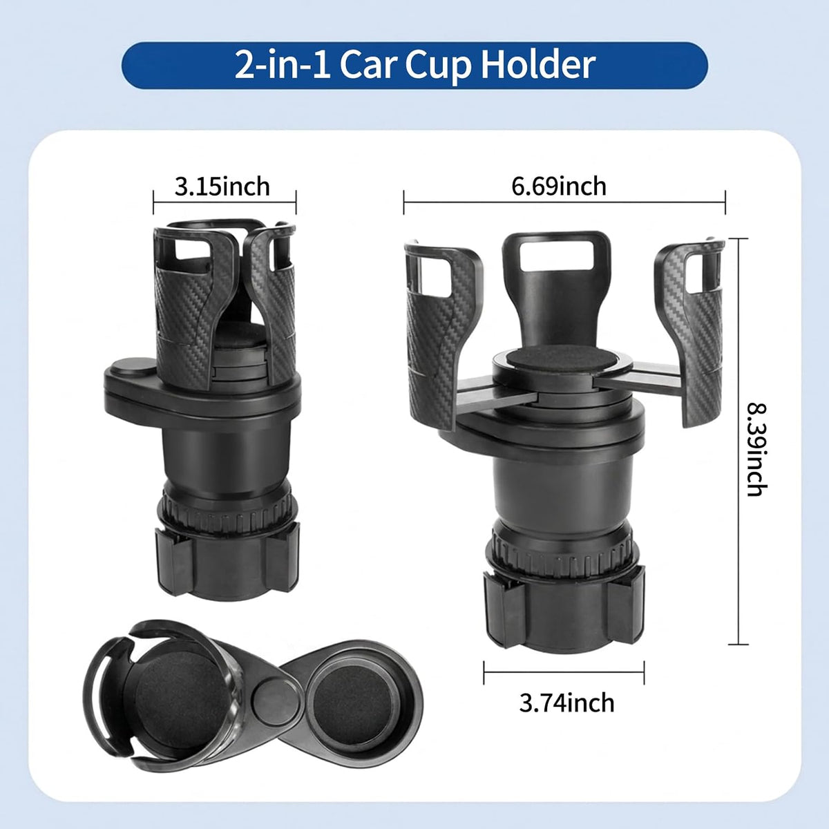 Car Cup Holder Expander 2-in-1 Water Bottle Cup Holder Adapter for Car
