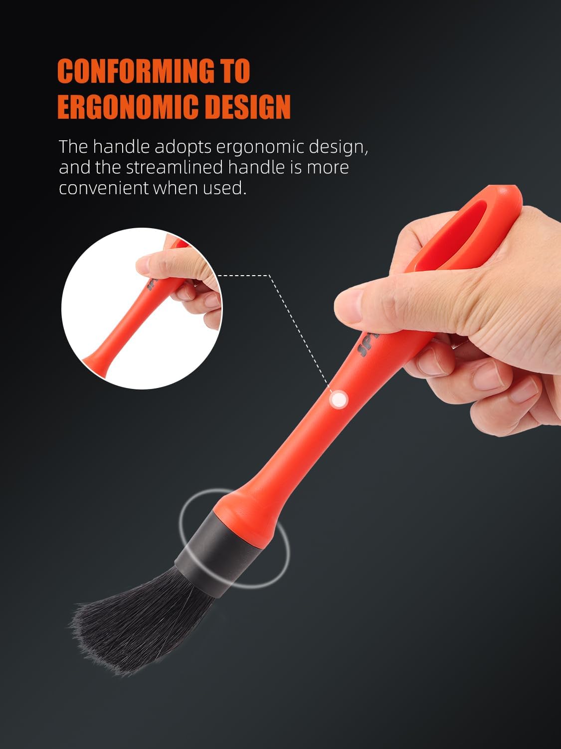 SPTA Car Detailing Brush Set, 5 Pack Soft Mixed Hair Auto Detail Brush Kit No Scratch for Automotive Elegant Surface Interior Exterior Dashboard Emblems Panels Engine Bay Wheels Air Vent Seat Leather