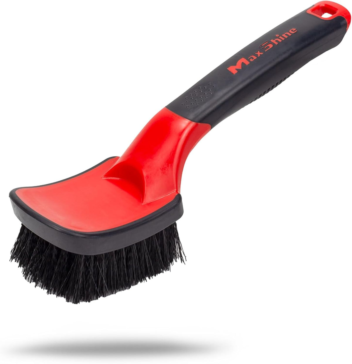 Maxshine Universal Soft Grip Heavy Duty Brush - Ergonomic Short Handle, Anti-Slip Grip, Scratch-Resistant Bumper, Stiff Bristles for Tire, Carpet, Floor Mats & Tough Surface Auto Detailing