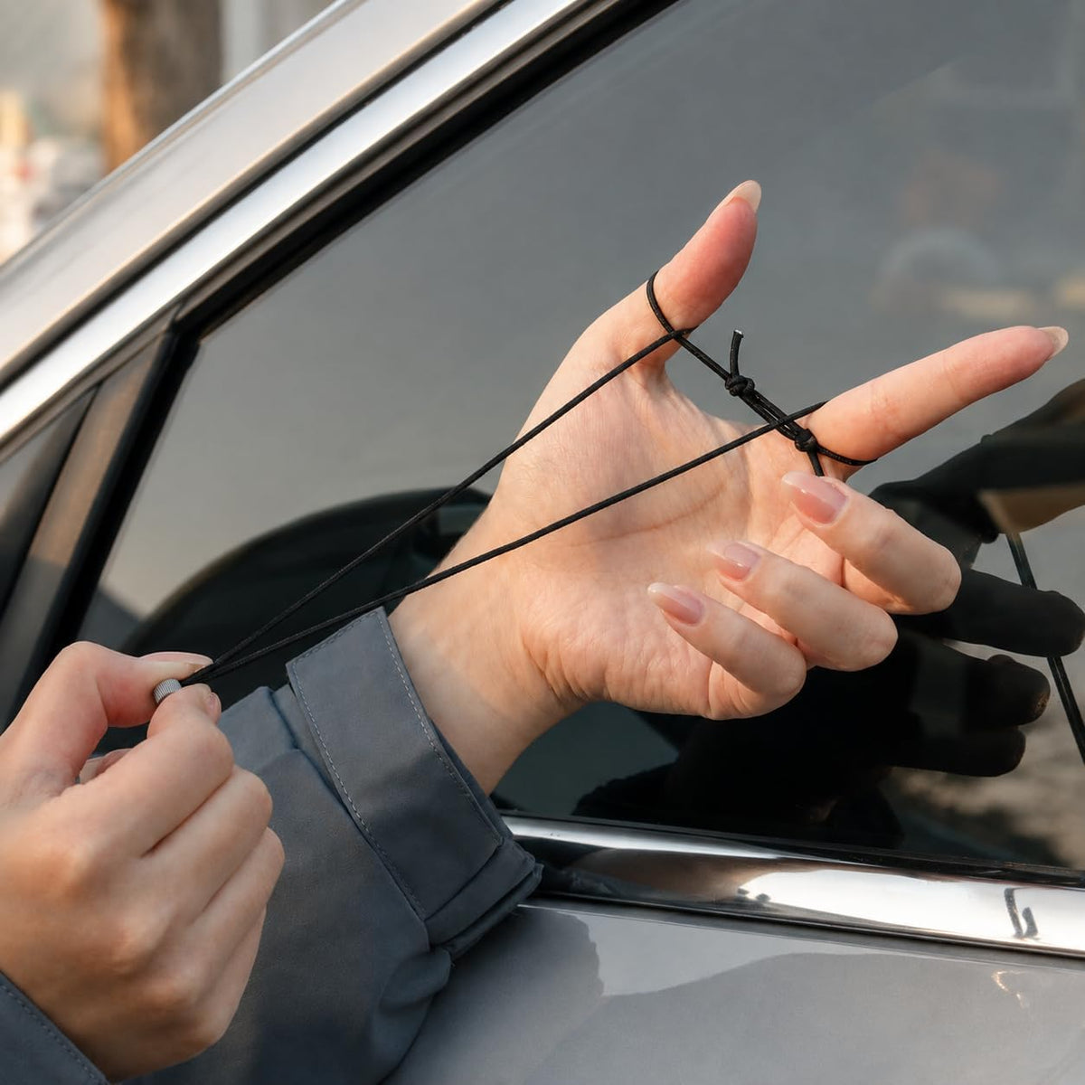 Car Window Breaker Wrist Strap with Handcuff Key & Emergency Whistle