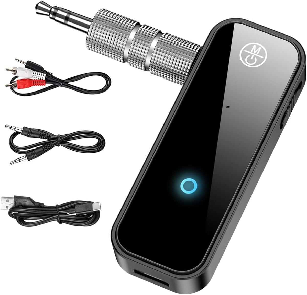 AUX Bluetooth 5.4 Adapter for Car, 2 in 1 Wireless Bluetooth Transmitter and Receiver, 3.5mm 3.5 Jack RCA Wireless Audio Adapter Dongle for PC, TV, Headphone, Car, Home Audio Speaker, with Microphone