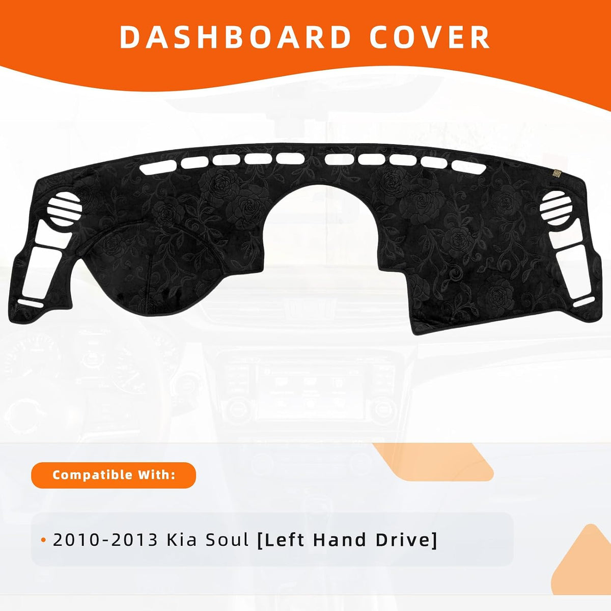 Dashboard Cover Dash Mat Fit for K-ia Soul 2013-2010 (for Left Hand Drive),Car Dash Board Mat Anti-Glare Carpet,Non-Slip Pad Sunshield Protector (Flannel)