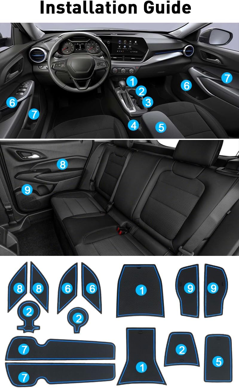 Cup Holder Inserts Door Slot Mat for 2026 2025 2024 Chevy Trax Accessories