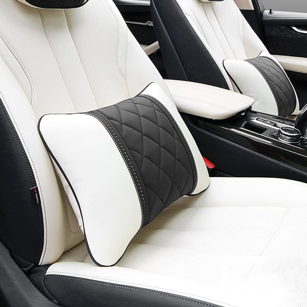 Car Pillows Napa Leather Car Seat Rest Cushion Car Lumbar Pillow for Mercedes Benz Maybach S-Class Lumbar Support Pillow car Accessories（Black）