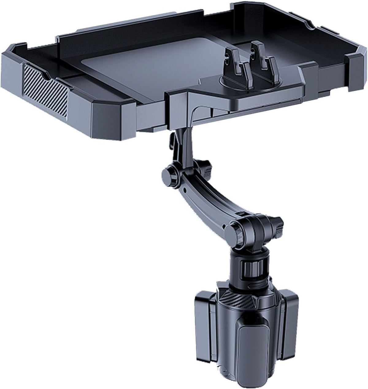 Larger Car Cup Holder Tray, 9~11 inch Expandable Car Food Tray for Eating Hamburger/Snacks, Car Travel Cup Coffee Table Stand 360° Rotating Tray Table with Phone Holder, Road Trip Essentials