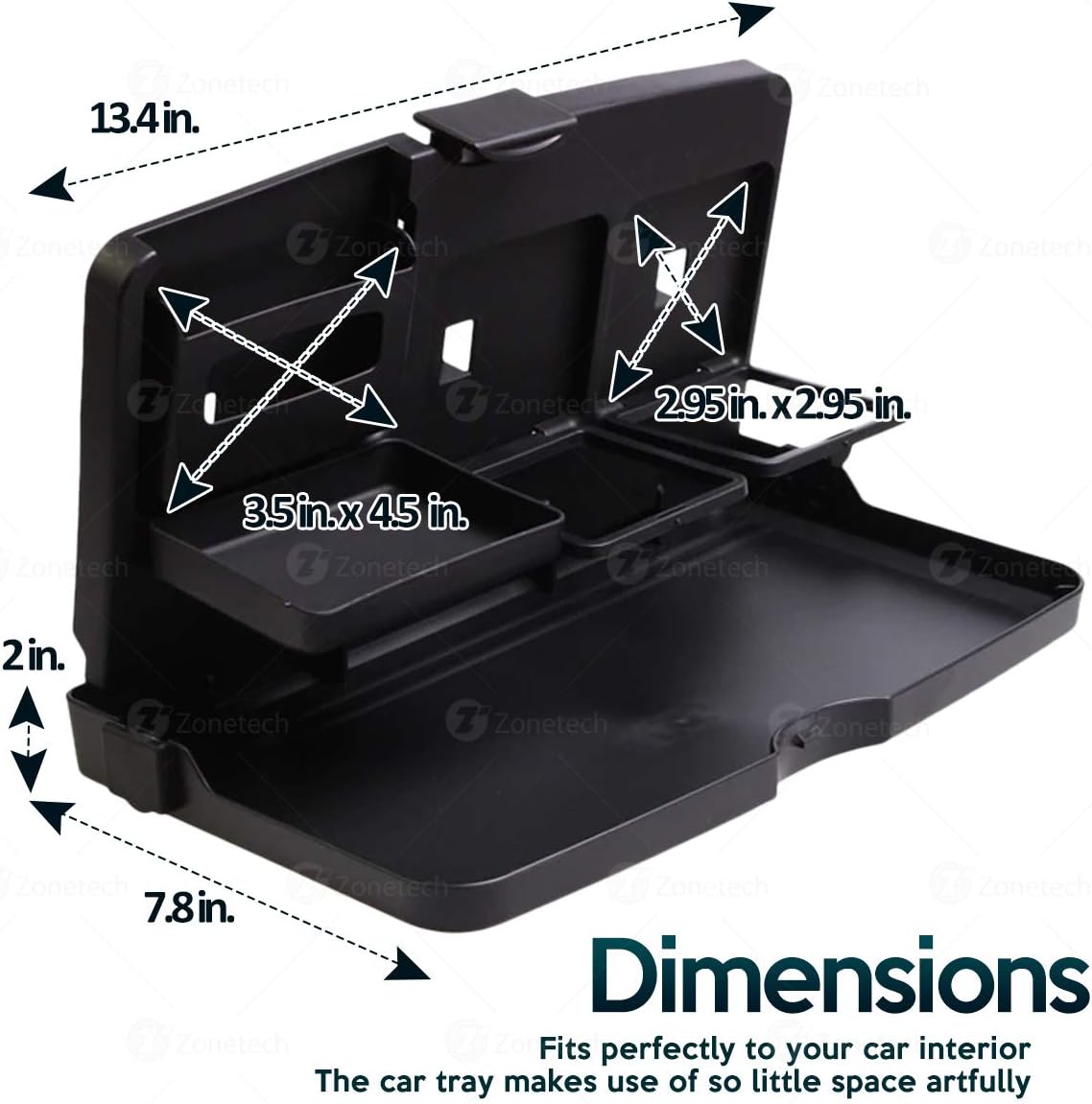 ZONETECH Multi-Functional Portable Foldable Car Backseat Tray Desk - Black Vehicle Table for Food, Meal, Snack, Laptop - Stay Organized When on The Go (1-Pack)