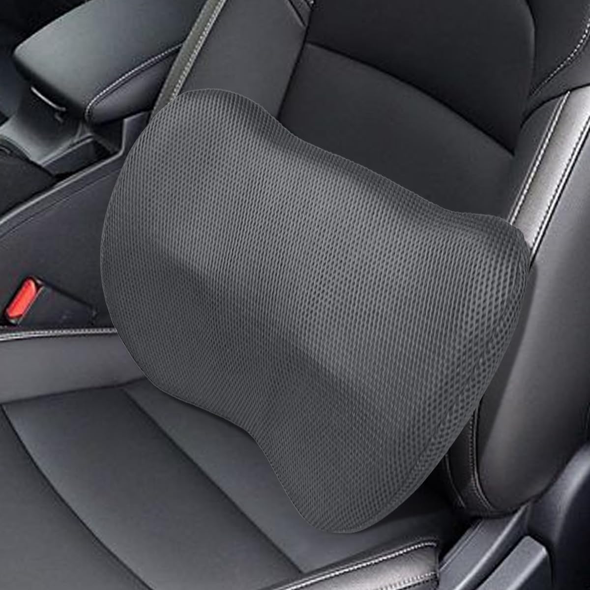 Car Lumbar Support Pillow, Breathable Memory Foam Car Seat Back Cushion for Comfortable Driving, Universal Auto Interior Rest Pillow for Home, Office, Wheelchair (Gray)