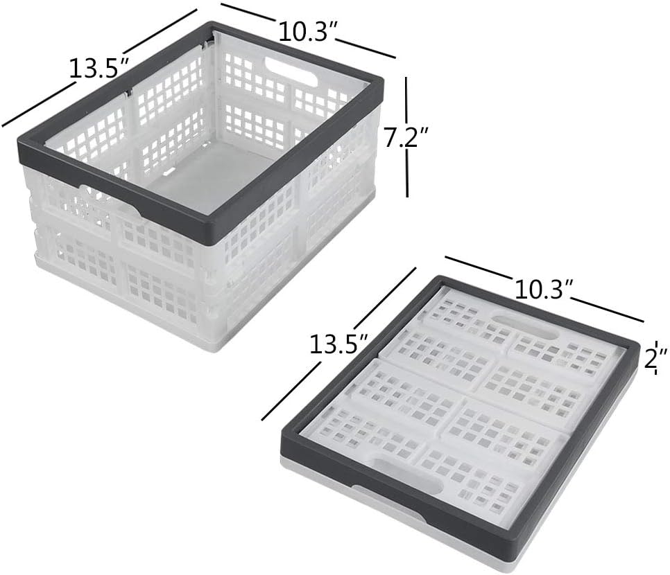 Teyyvn 4-Pack Collapsible Milk Crates, 15L Plastic Stackable Storage Bins | Utility Folding Baskets, Ventilated Design for pantry, garage, closet and grocery storage