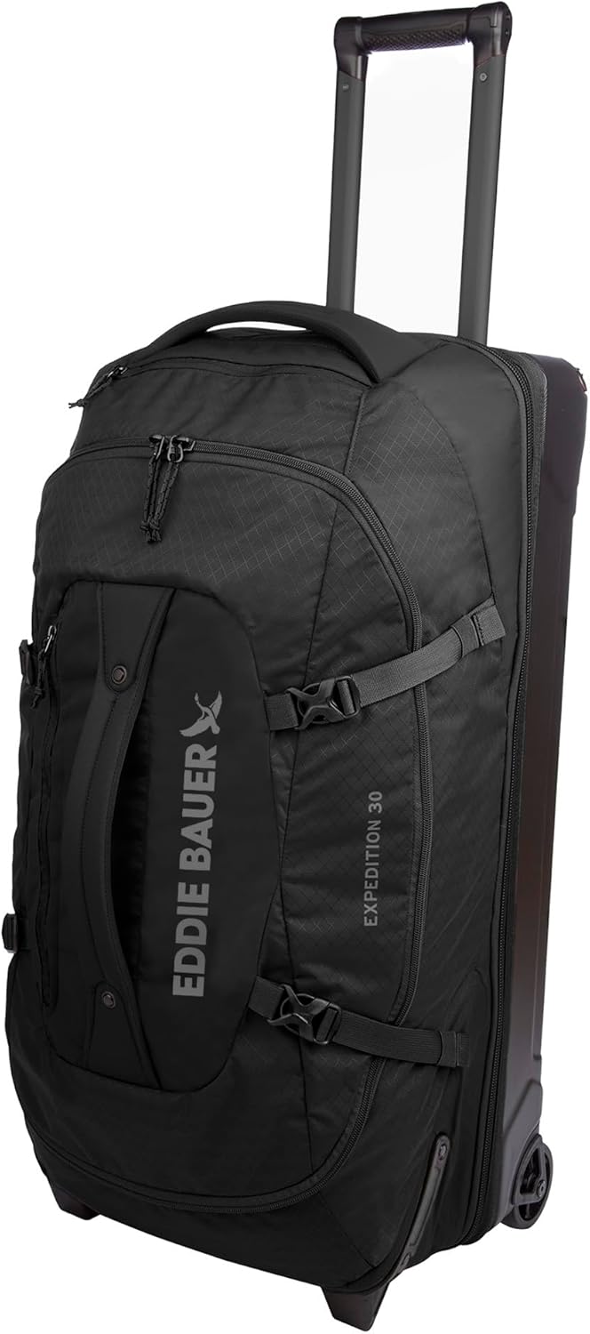 Eddie Bauer Expedition Rolling Duffel Bag with Wheels | Travel | Carry-On | Luggage | Rugged | Durable - True Blue, 22"