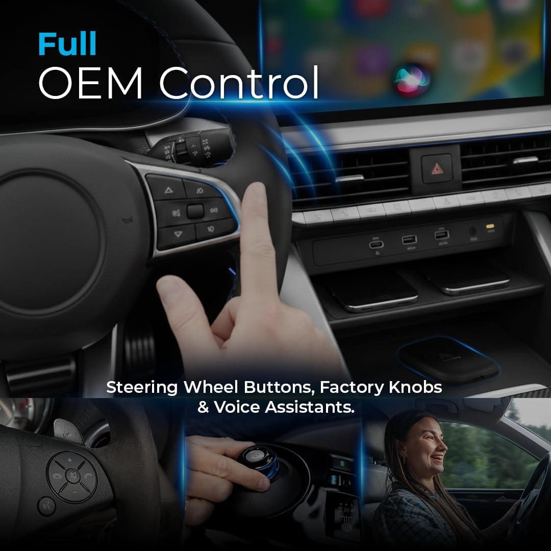 AutoSky AI Box Lite – Wireless CarPlay & Android Auto Adapter, Plug-and-Play, Fast Connection, Stable Performance, Stream Netflix & YouTube via Hotspot, Works with OEM Touchscreen