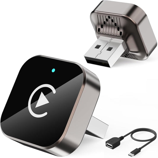 (2026 Upgraded) 2 in 1 Wireless CarPlay Adapter for Apple iPhone＆Android