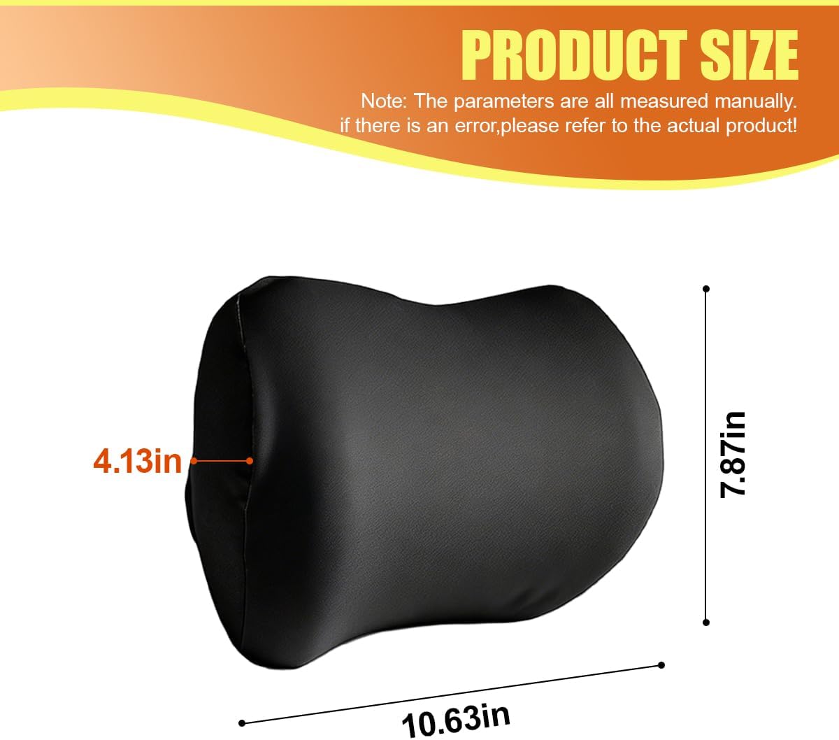 Car Headrest Pillow, Soft Memory Foam Car Neck Support Pillow for Pain Pressure Relief, Breathable Auto Interior Head Rest Cushion with Adjustable Strap for Comfortable Driving (Black)