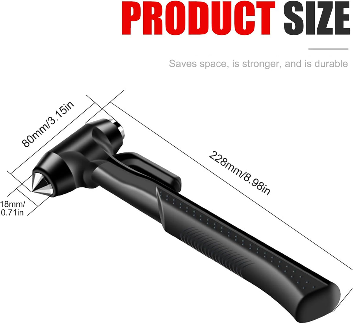 Window Breaker, Metal Car Safety Hammer, Emergency Escape Window Breaker and Seatbelt Cutter, Black Car Tool for Accidents Seatbelt Cutter