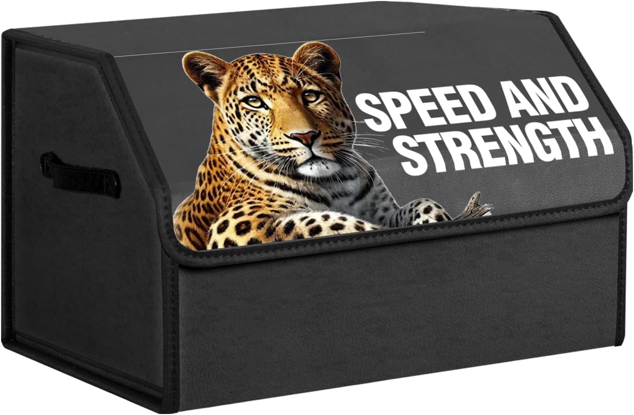 Car Trunk Organizer with Lid, Vintage American Flag USA Print Collapsible Storage Box, Waterproof PU Leather Car Cargo Storage Bin with Handle, Auto Interior Accessories for SUV Truck Vehicle