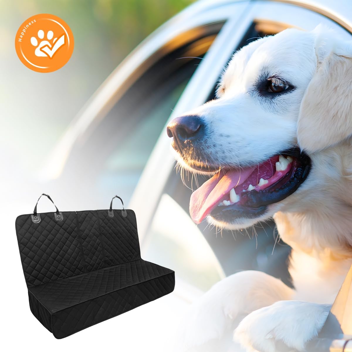 Oxford Dog Back Seat Cover with Side Flaps, Black Border
