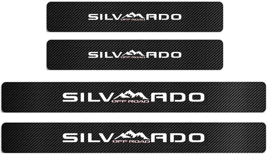 MAXDOOL 4Pcs Car Door Sill Protector Reflective 4D Silverado Off Road
