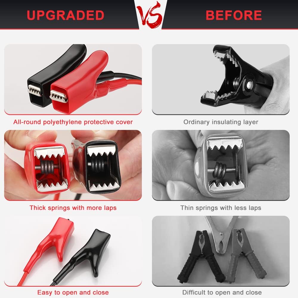 ELECTOP Upgraded 10AWG Battery Alligator Clips Booster Jumper Cable, Battery Charger Clamps to O Ring Terminal Harness Wire, Quick Disconnect/Connect Cable for Inverter Car Battery Charging