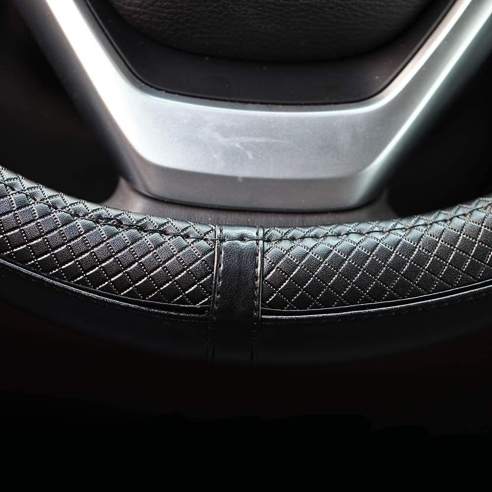 Valleycomfy Steering Wheel Covers Universal 15 inch - Genuine Leather
