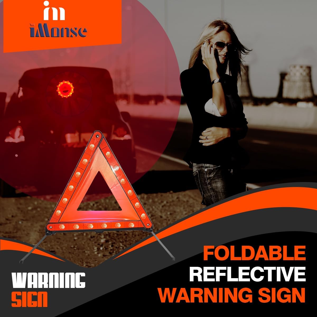 Emergency Roadside Reflective Triangles Warning Safety Kit for car