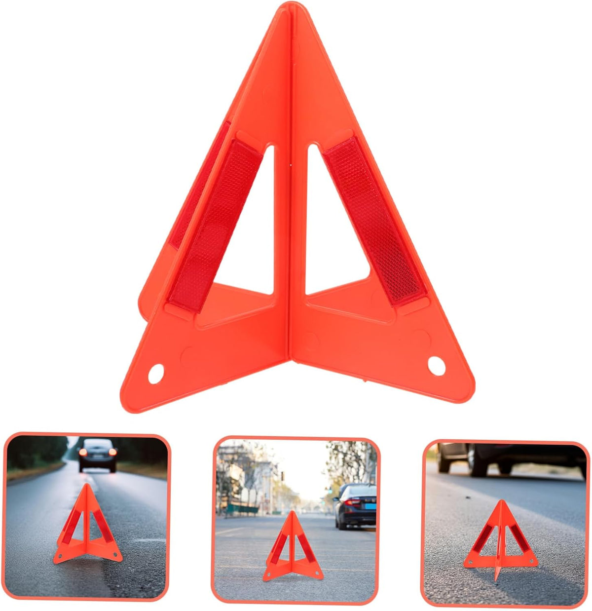 Reflective Safety Triangle Roadside Warning Sign Plastic Red
