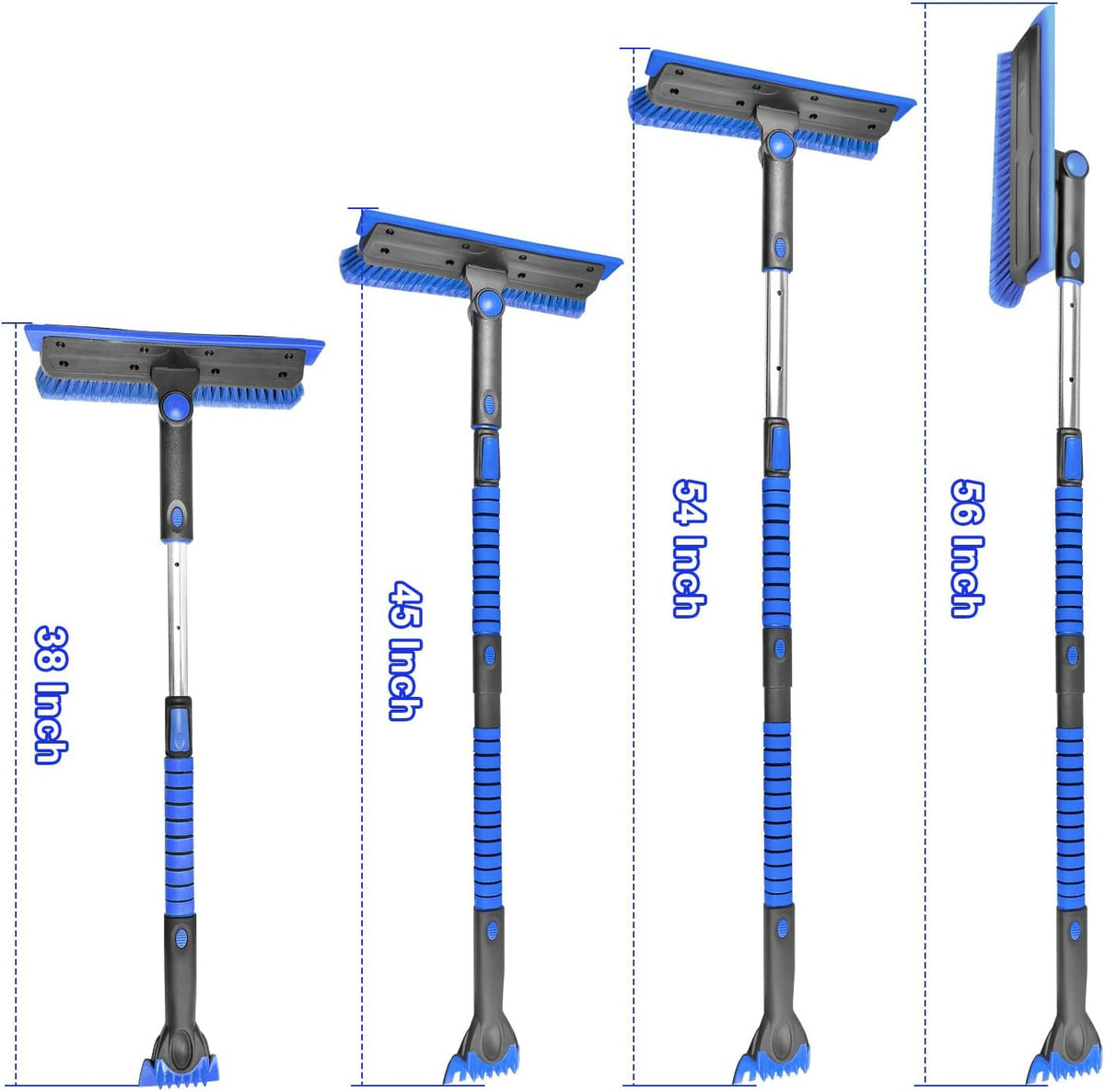 SEAAES 56 Inch Long Snow Brush Scraper and Snow Broom for Truck - Blue