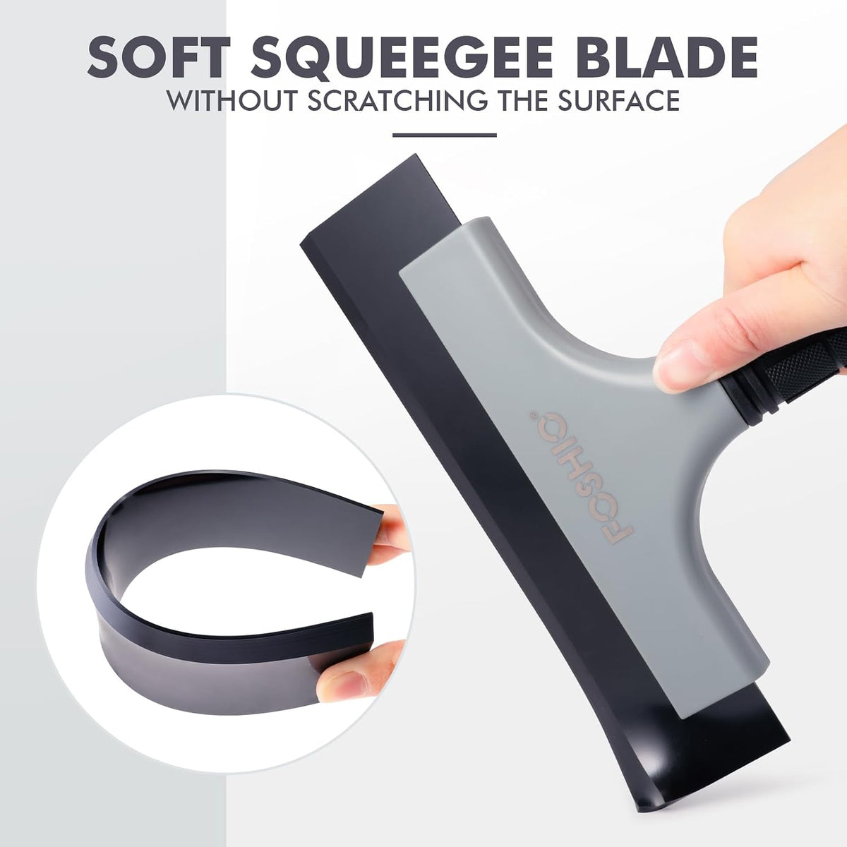 FOSHIO All-Purpose Car Window Squeegee, 2 Pack 8 inch Double Edge Squeegee Blades with Non-Slip Long Handle Car Squeegee for Window Cleaning, Windshield, Tile, Mirror, Shower Squeegee for Shower Doors