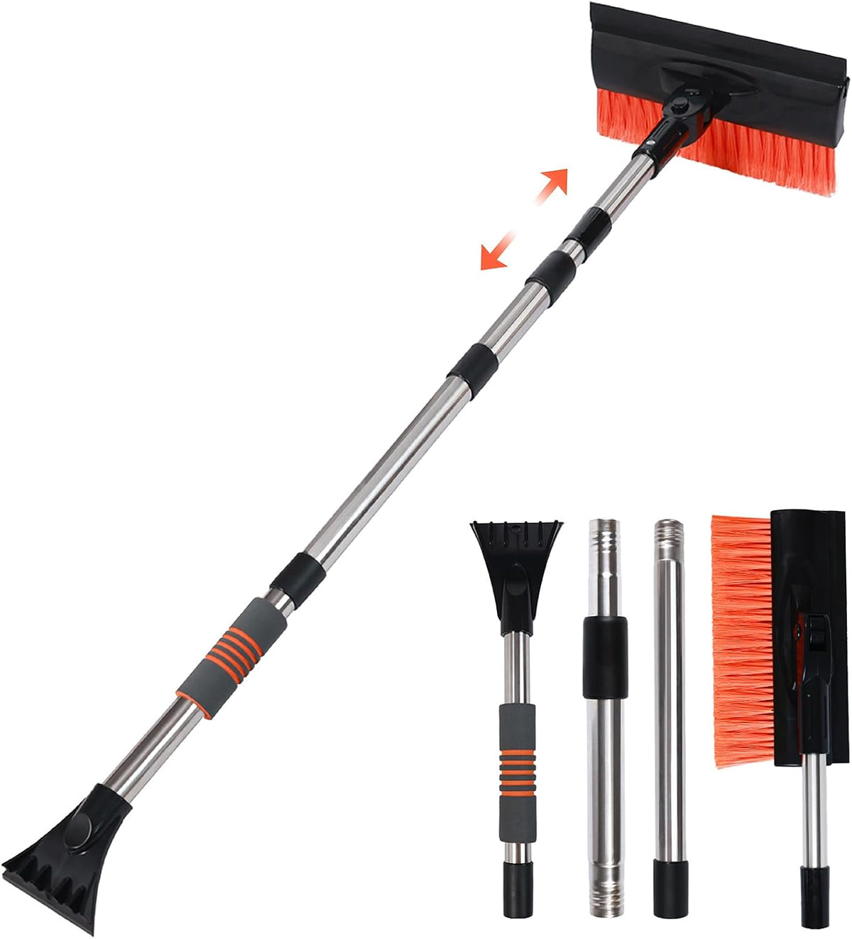 51" Car Ice Scraper and Snow Brush with Foam Grip,3-in-1 Ice Scrapers for Car Windshield, Effortless Winter Vehicle Maintenance Extension for Cars, Trucks, and SUVs