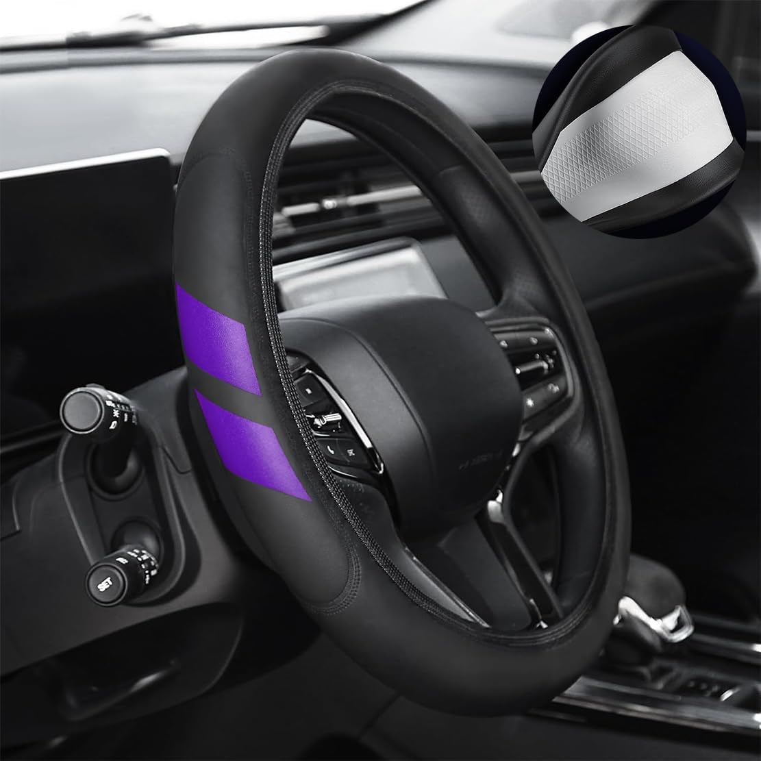 Leather Steering Wheel Cover 14.5-15 inchCompatible with Dodge Ram(red)