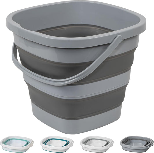 Collapsible Bucket, 2.6 Gallon 10L Mop Bucket for Cleaning, Car Washing, Portable Plastic Tub for Camping, RV, Beach, Fishing, Garden, Indoor and Outdoor Space Saving Wash Basin Ice Buckets